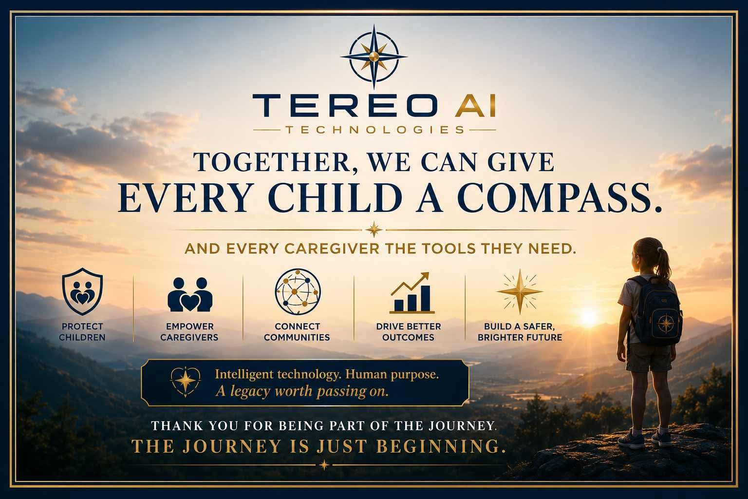 A child looking toward a sunlit horizon in Tereo’s COMPASS presentation